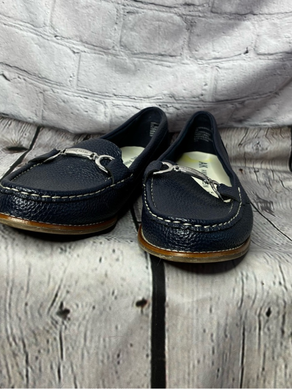 Anne Klein iFlex Loafers Women’s 9M Navy Blue Pebbled Bit Slip-On Driving Flats - Picture 7 of 9